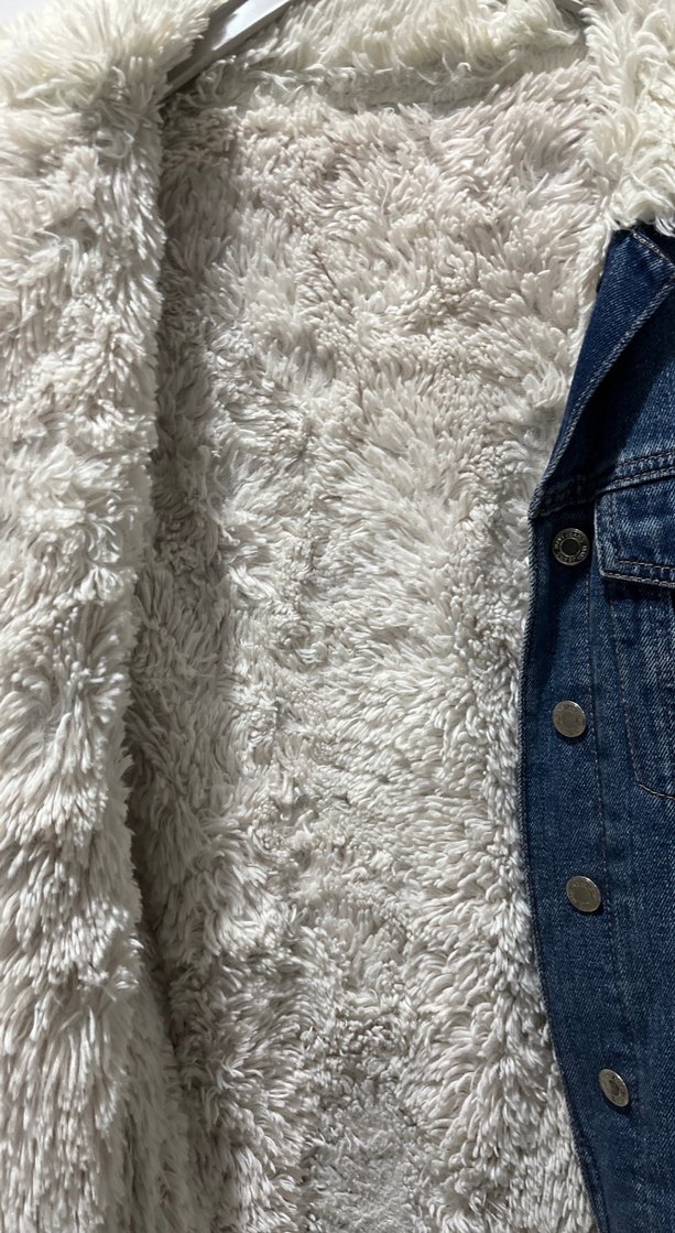 Kadın Mavi Tüylü Denim Ceket - Görsel 2