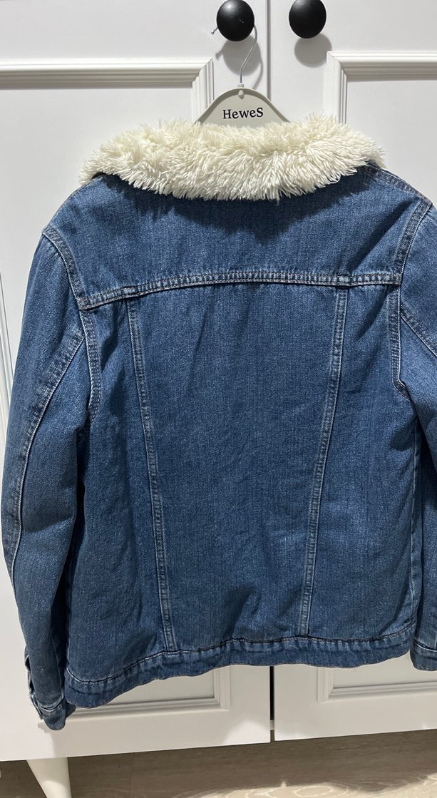 Kadın Mavi Tüylü Denim Ceket - Görsel 3