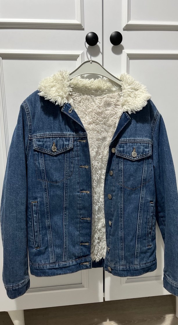 Kadın Mavi Tüylü Denim Ceket - Görsel 4