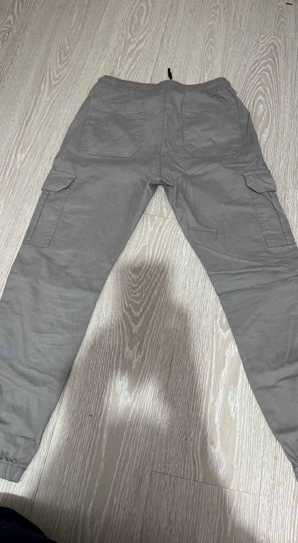 Gri Keten Erkek Rahat Kesim Kargo Pantolon30 beden - Görsel 3