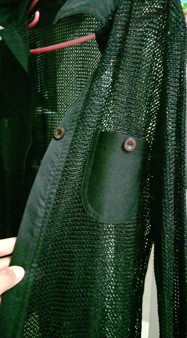 Düğmeli Siyah Uzun Kollu File Ceket - Görsel 2