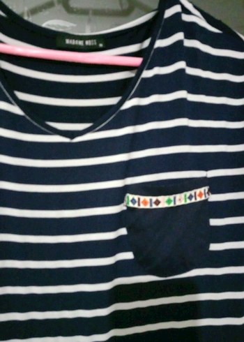 Çizgili V Yaka Uzun Kadın Elbise - Görsel 2