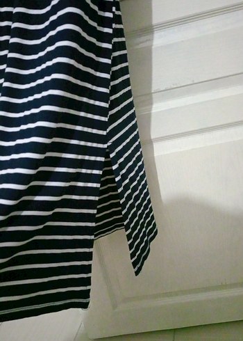 Çizgili V Yaka Uzun Kadın Elbise - Görsel 3