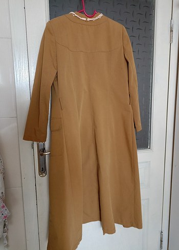 Düğmeli Bej Vintage Kadın Uzun Süet Kaban - Görsel 7