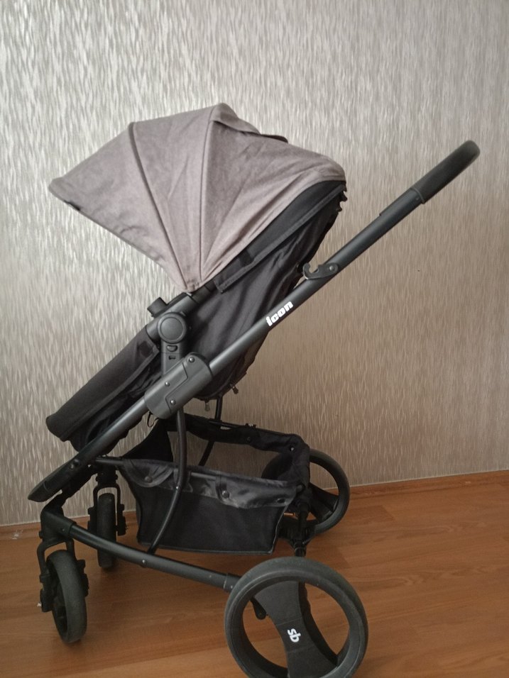 Gri siyah Bebek Arabası - Görsel 5