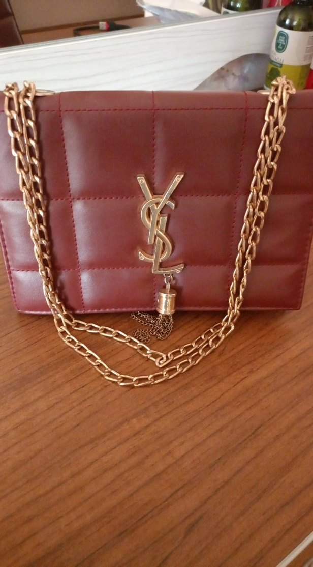 Bordo Zincir Detaylı Deri Kadın Çanta - Görsel 2