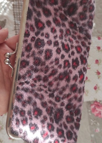 Leopar Desenli Pembe Kadın Portföy Cüzdan