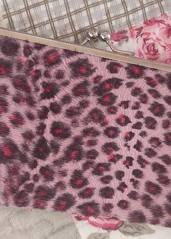 Beden pembe Renk Leopar Desenli Pembe Kadın Portföy Cüzdan