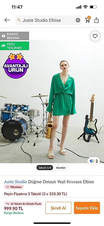 s Beden yeşil Renk juste studio elbise