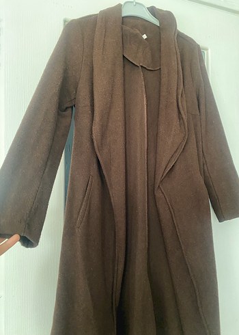 Düğmeli Kahverengi Yün Kaşe Kabanı - Görsel 5