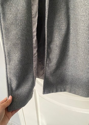 Gri Uzun Kadın Kaban - Görsel 9