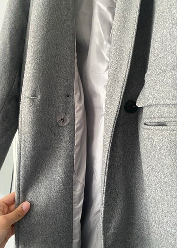 Gri Uzun Kadın Kaban - Görsel 6