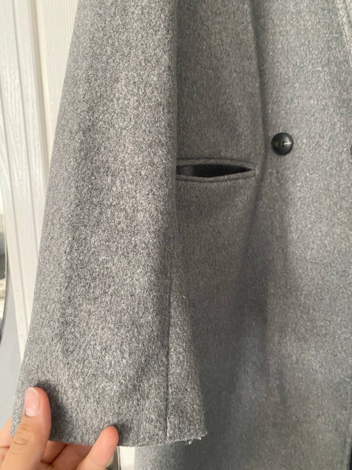 Gri Uzun Kadın Kaban - Görsel 3