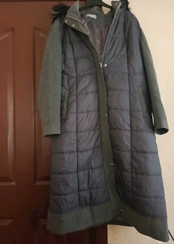 Gri Uzun Kadın Kışlık Mont Kürklü - Görsel 2