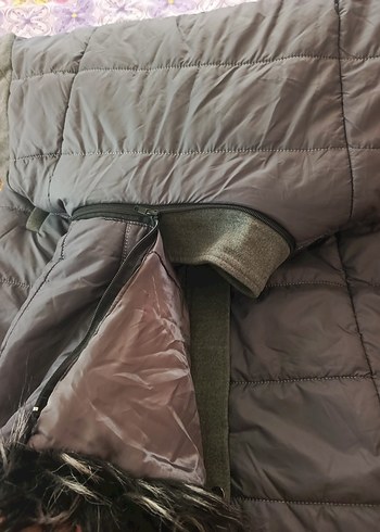 Gri Uzun Kadın Kışlık Mont Kürklü - Görsel 7