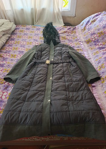 Gri Uzun Kadın Kışlık Mont Kürklü - Görsel 4