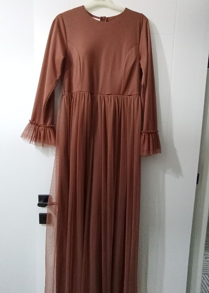 Kahverengi elbise - Görsel 2