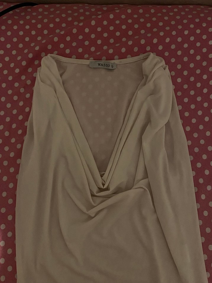 Bej V Yakalı Drapeli Kadın Bluz - Görsel 2