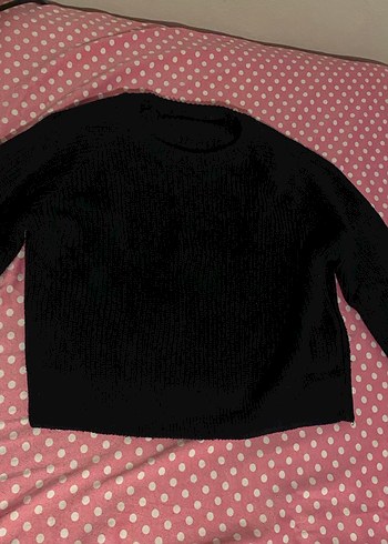 Kadın Siyah Triko Uzun Kollu Kazak - Görsel 2