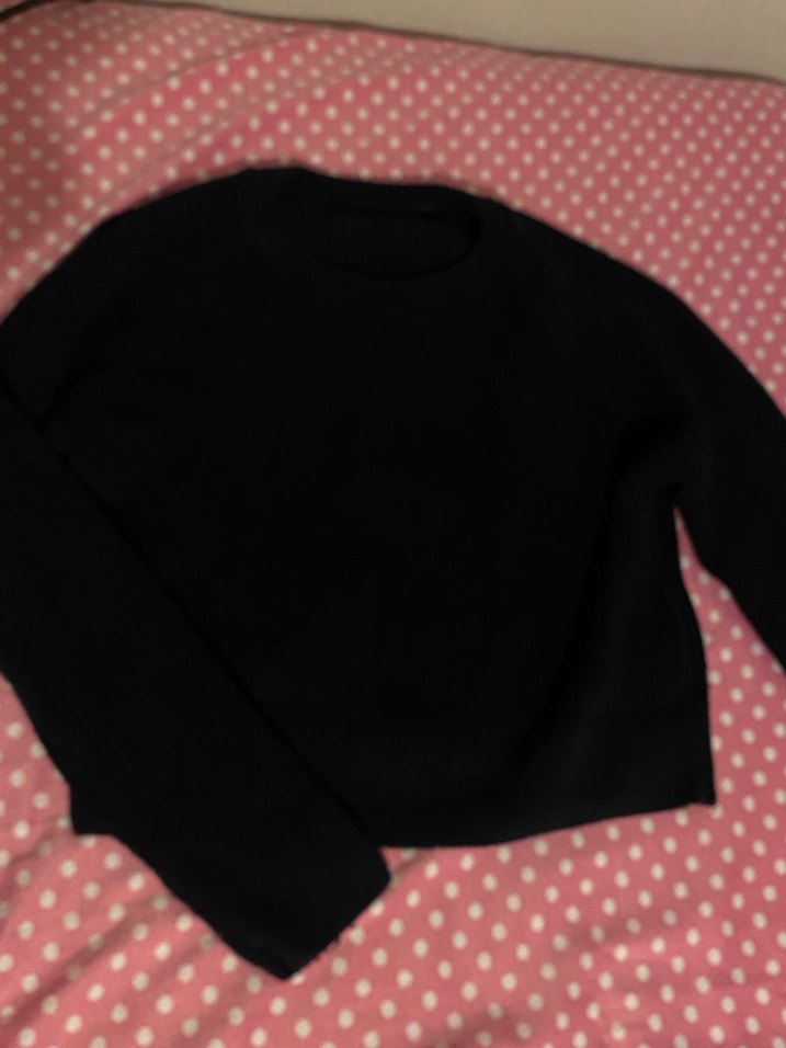 Kadın Siyah Triko Uzun Kollu Kazak - Görsel 3