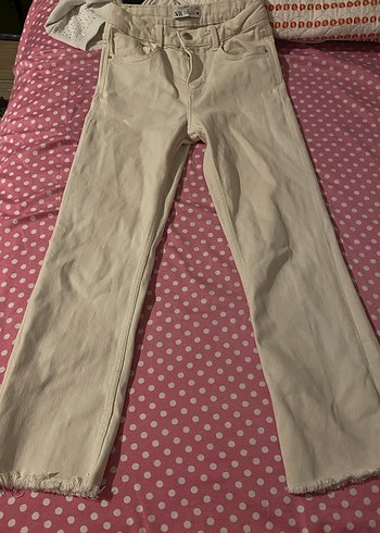 Düğmeli Bej Kadın Midi Jean - Görsel 3