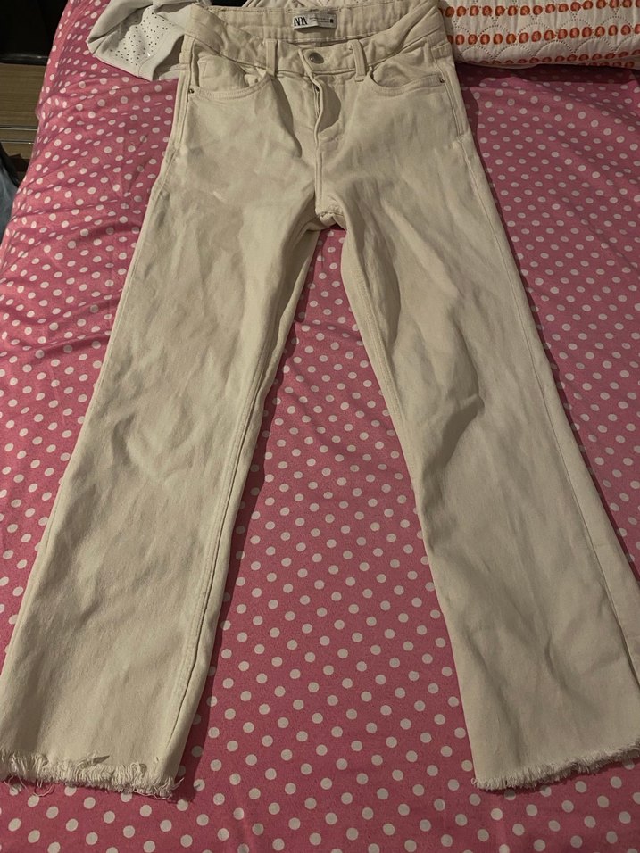 Düğmeli Bej Kadın Midi Jean - Görsel 3