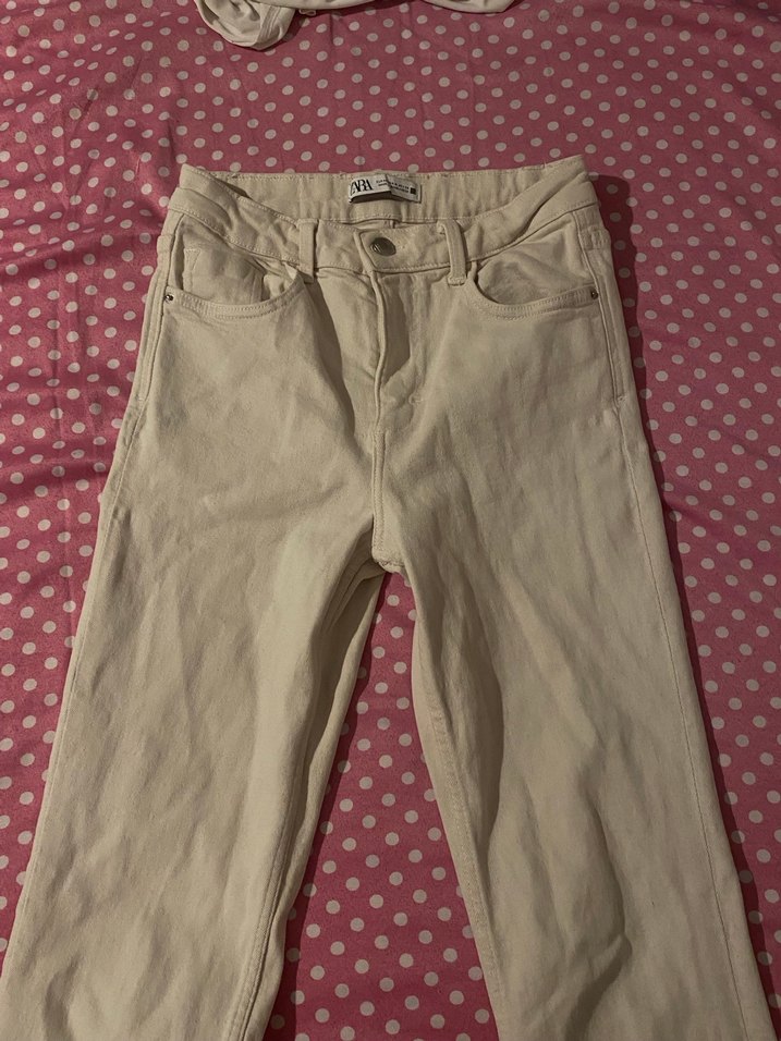 Düğmeli Bej Kadın Midi Jean - Görsel 2