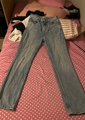 Mavi Düğmeli Kadın Denim Pantolon - Görsel 2