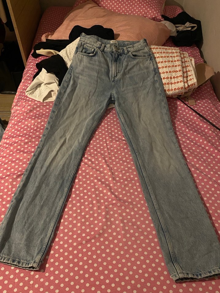 Mavi Düğmeli Kadın Denim Pantolon - Görsel 2