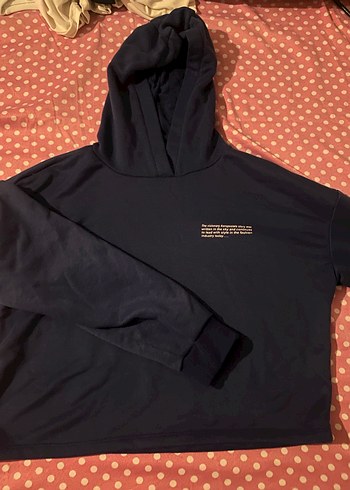 Kadın Mavi Kapüşonlu Sweatshirt - Görsel 3