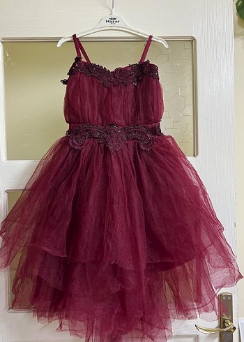 Diğer Bordo Fırfırlı Gotik Kız Elbisesi