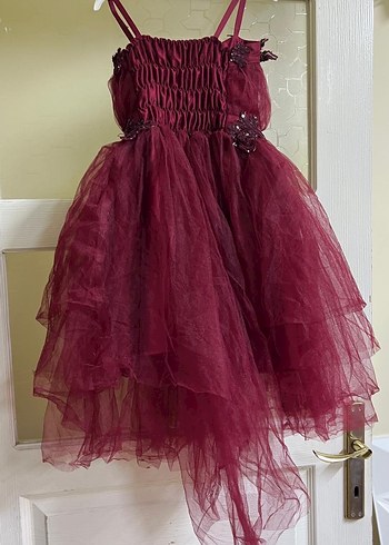 Bordo Fırfırlı Gotik Kız Elbisesi