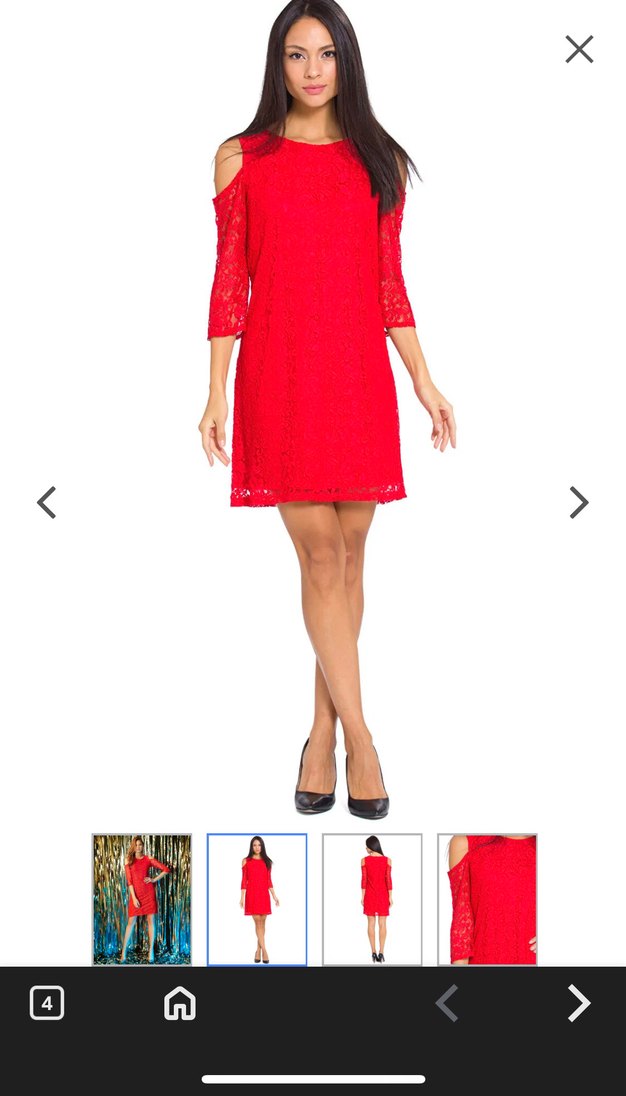 Kırmızı Dantel Midi Elbise, Bohem Stil - Görsel 2