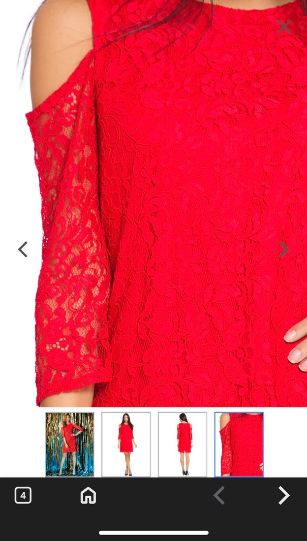 Kırmızı Dantel Midi Elbise, Bohem Stil - Görsel 3