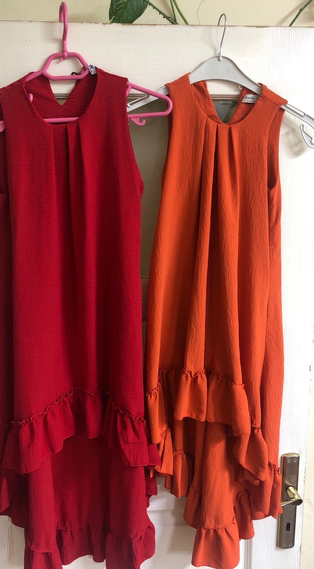 Kolsuz Midi Bohem Elbise, Fırfırlı - Görsel 3