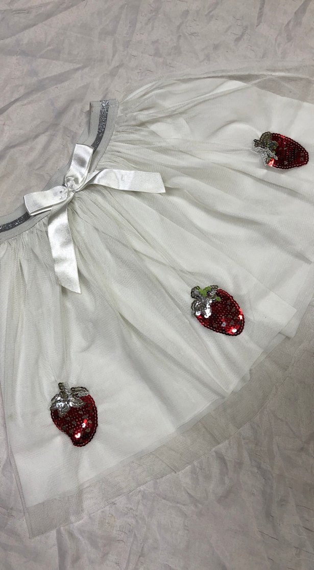 Beyaz Nakışlı Kız Çocuk Etek - Görsel 3