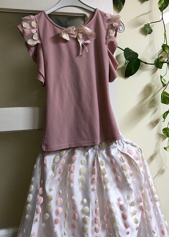 Pembe Kız Çocuk Fırfırlı Elbise - Görsel 2