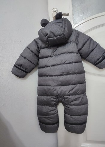 Kız ve Erkek Bebek Gri Kapüşonlu Kürklü kar Tulumu (TULUM) - Görsel 4