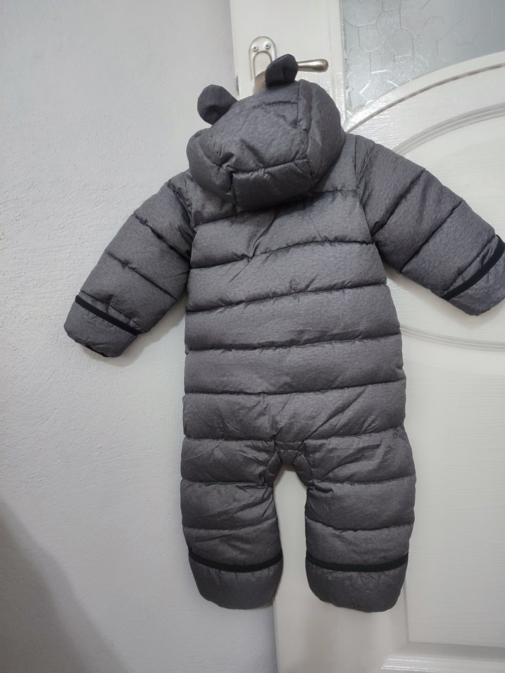 Kız ve Erkek Bebek Gri Kapüşonlu Kürklü kar Tulumu (TULUM) - Görsel 4