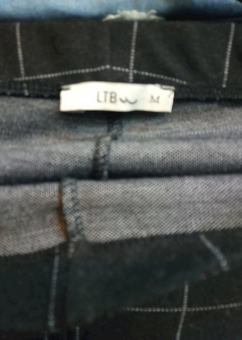 LTB Gri Kemerli Ekoseli Kadın Kumaş Pantolon