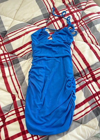 Mavi Drapeli Mini Elbise - Görsel 2