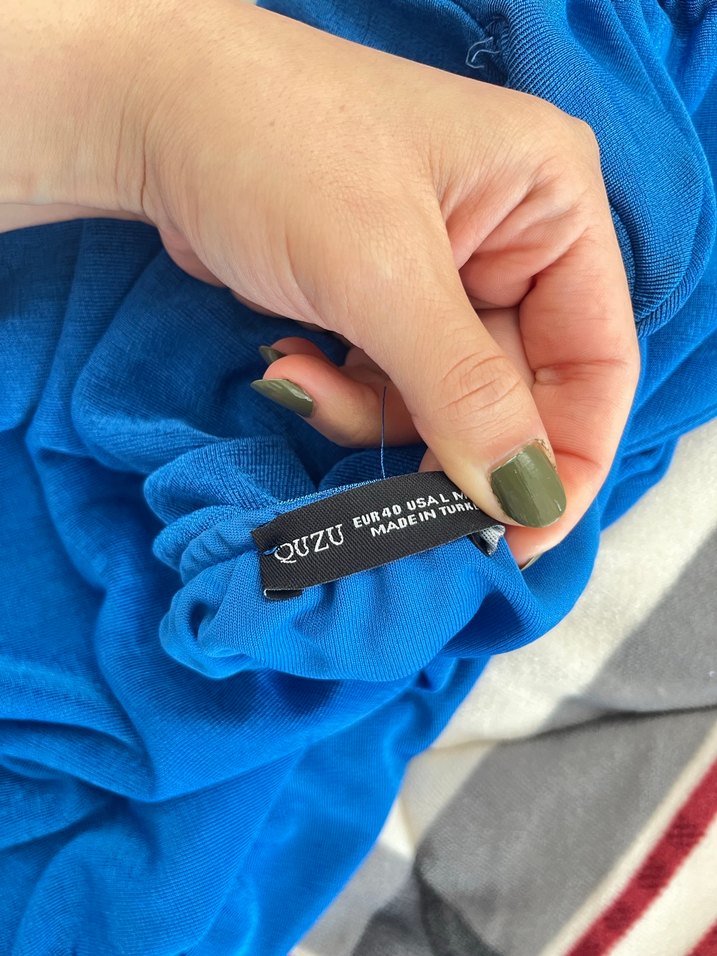 Mavi Drapeli Mini Elbise - Görsel 3