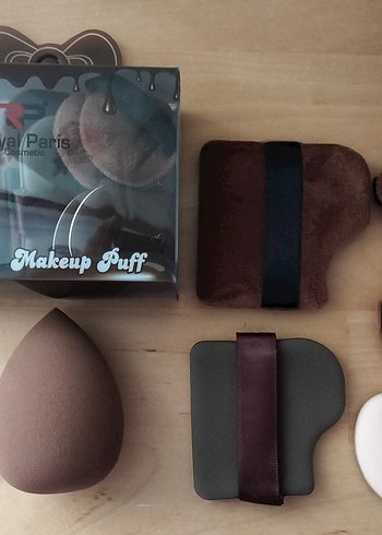 Kahverengi Makyaj Süngeri ve Puff Seti - Görsel 2