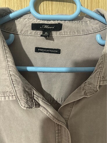 xl Beden mor Renk Mavi jeans gömlek