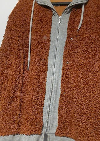 Kahverengi Kapüşonlu Yumuşak Midi Mont - Görsel 8