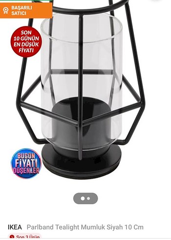 Siyah Metal ve Cam Mumluk ikea - Görsel 2