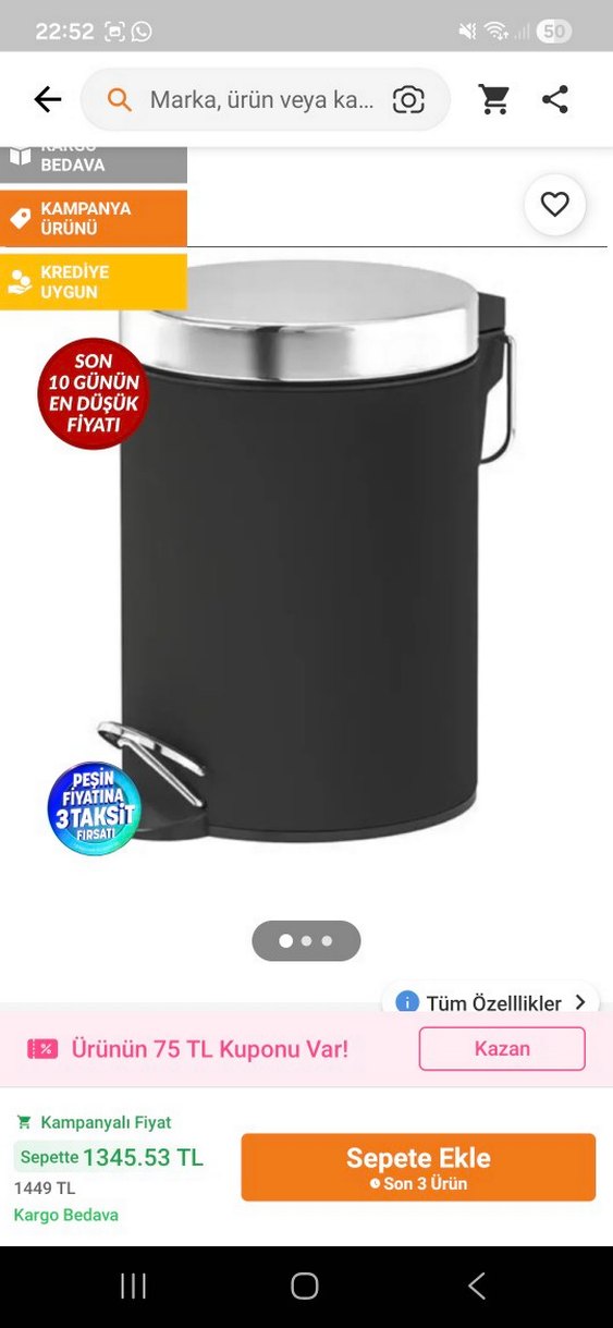 Siyah Metal Kapaklı Çöp Kovası ikea - Görsel 2