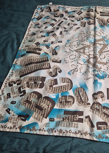 Bohem Gri Mavi Desenli Kadın eşarp - Görsel 4