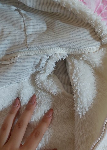 Bebek Beyaz Kürk Detaylı Kapüşonlu Tulumu - Görsel 8