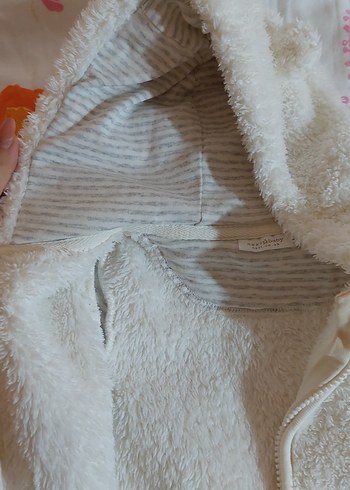 Bebek Beyaz Kürk Detaylı Kapüşonlu Tulumu - Görsel 7